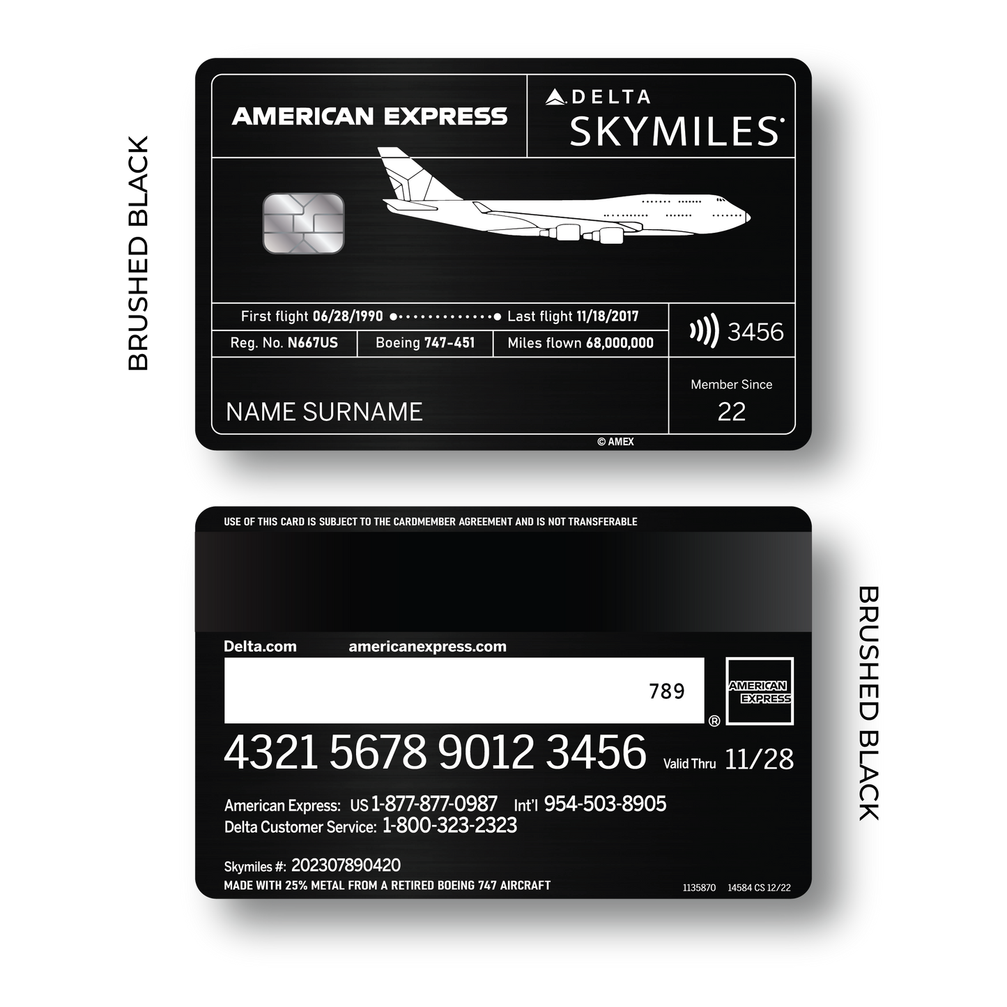 Metal Card AmEx Delta Reserve Boeing 747
